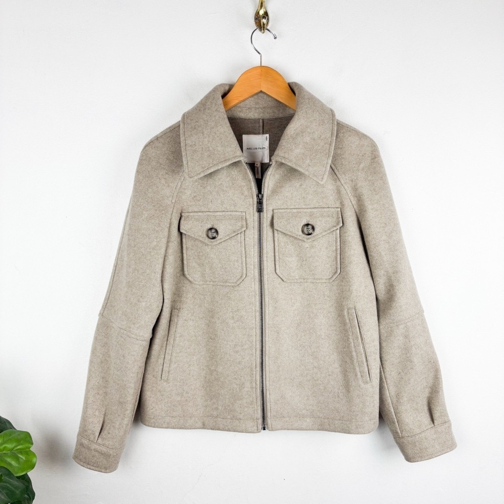 Avec Les Filles Utility Felted Full Zip Up Shacket Jacket Size S - Picture 1 of 10